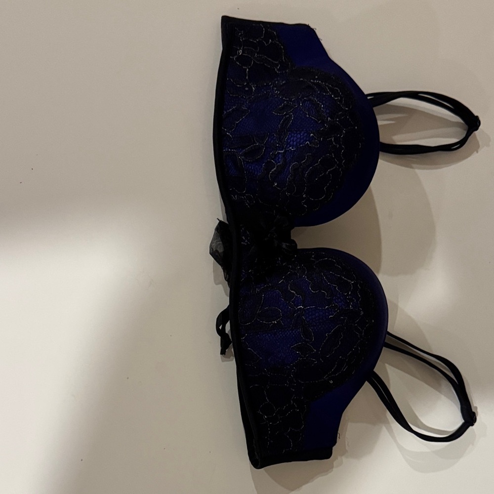 Sophisticated Black and Purple Lace Bra